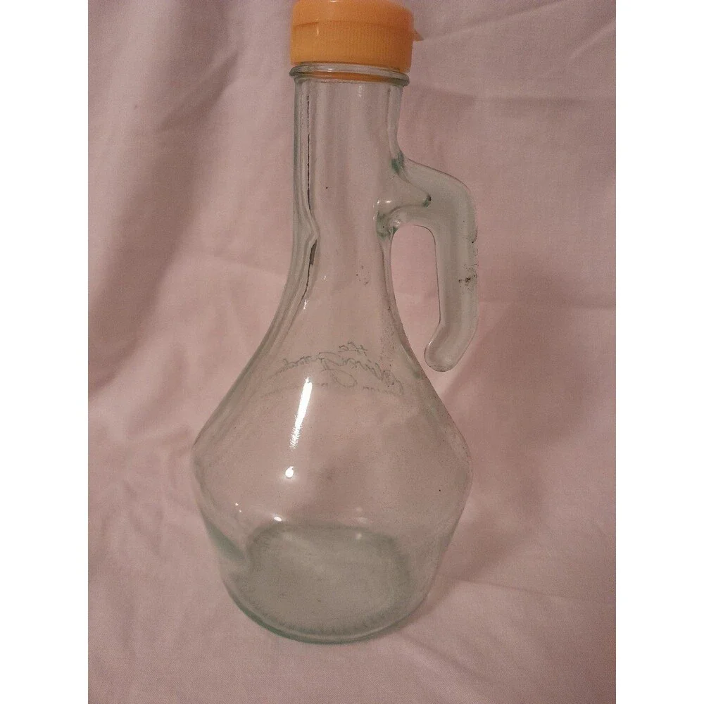 Olive Garden Vintage Green Glass Salad Dressing Bottle Decanter Jug